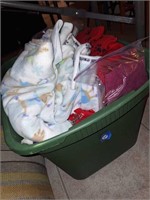 BIN OF FLEECE AND SEWING MATERIALS