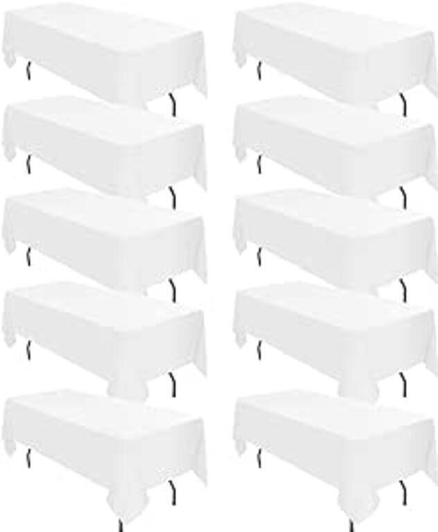 10 Pack Polyester Tablecloth, 60 x 102 Inch White
