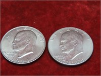 (2)1971 & 1976-Eisenhower $1 dollar US coins.