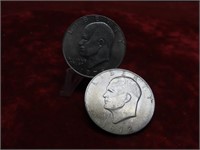 (2)1972-Eisenhower $1 dollar US coins.