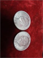 (2)1972 & 1971-Eisenhower $1 dollar US coins.