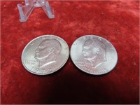 (2)1972 & 1976-Eisenhower $1 dollar US coins.