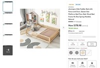 N9057  uhomepro Kids Queen Platform Bed Natural