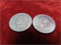(2)1976 & 1971-Eisenhower $1 dollar US coins.