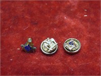 (3)10k & 14k & Sterling silver masonic pins.