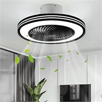 Black Ceiling Fan with Lights and remote,Invisible
