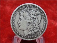 1885 Morgan Silver $1 US coin.