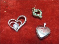 (3)Sterling silver Heart pendants.