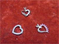 (3)Sterling silver Heart pendants.