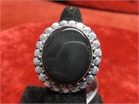 New German silver ring. Black Onyx