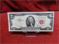 1963A $2 Red seal banknote. US currency.