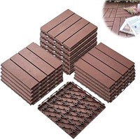 38 Pack Plastic Interlocking Deck Tiles, 12"x12" W