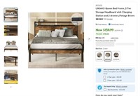 E6510  IRONCK LIKIMIO Queen Bed Frame - Vintage Br