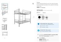 E6141  Zimtown Metal Bunk Bed Twin Over Twin Gray