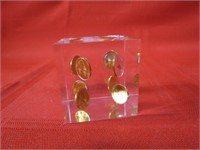 1955 Wheat cents in Lucite paperweight.