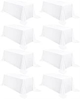 8 Pack Rectangle Tablecloth 90 x 132 inch White Po