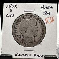 1902-S BARBER SILVER HALF DOLLAR SCARCE DATE