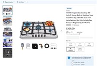 E7635  Hothit Gas Cooktop 30 Stainless Steel Hob