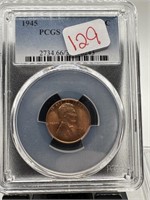 1945-D PCGS MS66RD GRADED WHEAT PENNY CENT