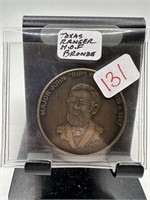 TEXAS RANGER HALL OF FAME BRONZE TOKEN