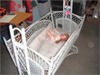 Antique Wicker Baby Cradle