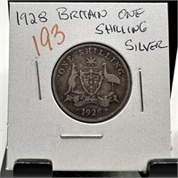 1928 BRITAIN SILVER 1 ONE SHILLING