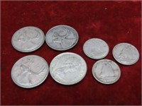 (6)Silver Canadian quarters & dimes.