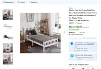 N7589  Ktaxon Twin Platform Bed Frame White 78.9