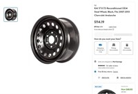 E5943  KAI 17 X 7.5 OEM Steel Wheel Black