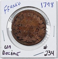 1798  France  Un Decime  AG details  scratches