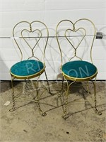 pair of vintage wire framed chairs