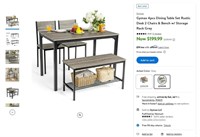 E7117  Gymax 4pcs Dining Table Set Grey