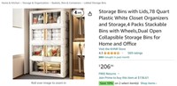 B293 Storage Bins with Lids 78 Quart Plastic White