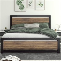 N1236  Allewie Brown Queen Size Bed Frame