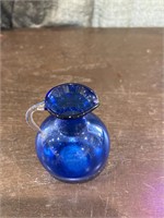 Mini cobalt handblown pitcher