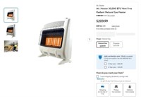 A267  Mr. Heater 30000 BTU Vent Free Natural Gas