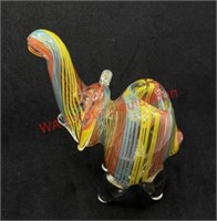 Glass pipe yellow light blue and red striped