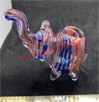 Glass pipe red and blue striped elephant (living