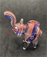 Glass pipe red and blue striped elephant (living