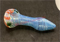 Glass pipe light blue white red and green (living