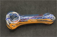 Glass pipe blue white teal and orange (living