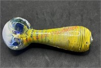 Glass pipe yellow blue and white (living room)