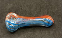 Glass pipe with red and blue stripes (living