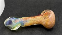 Glass pipe pink orange and multicolored glass for