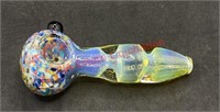 Glass pipe multi colored dots on bowl and blue