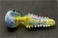Glass pipe yellow and blue glass with blue dots