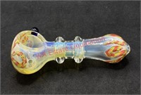 Glass pipe red and yellow swirls with clear