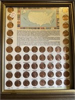 LINCOLN CENTS BY STATE W EMBOSSED OUTLINE OF STATE
