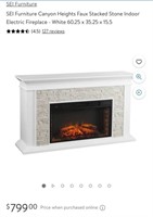 G620   Faux Stone Indoor Electric Fireplace - Whit