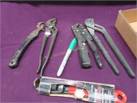 Lot: Angled Head Pliers and nutwrench